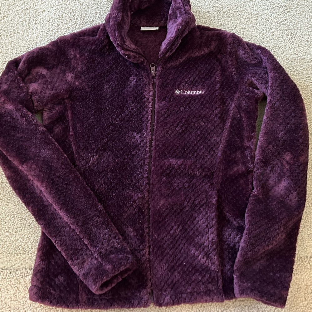 Ladies Columbia Purple teddy  Fleece Jacket XS like new